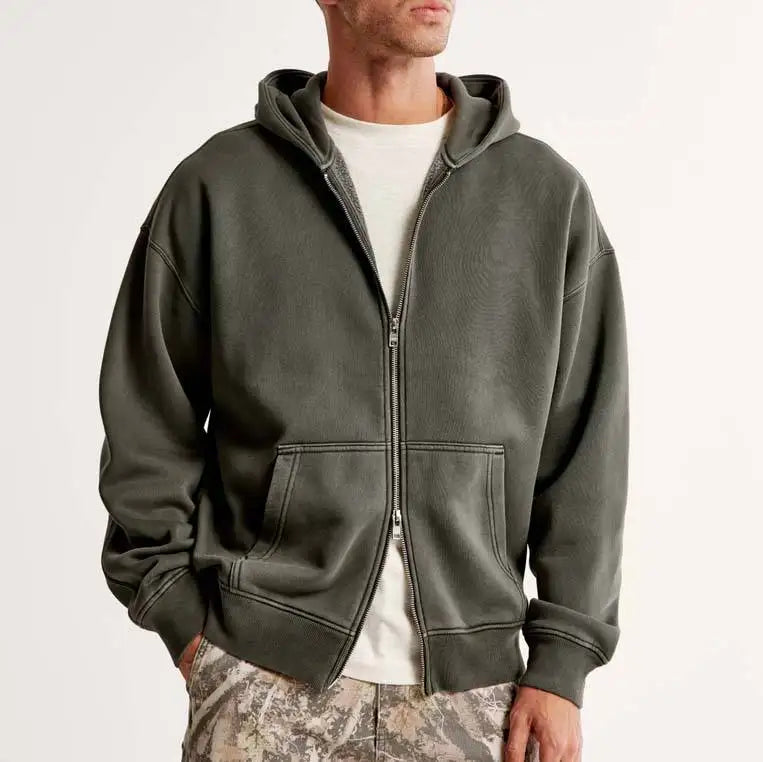 Thick Cotton Oversized Vintage Stone Acid Wash D Hoodie for Men
