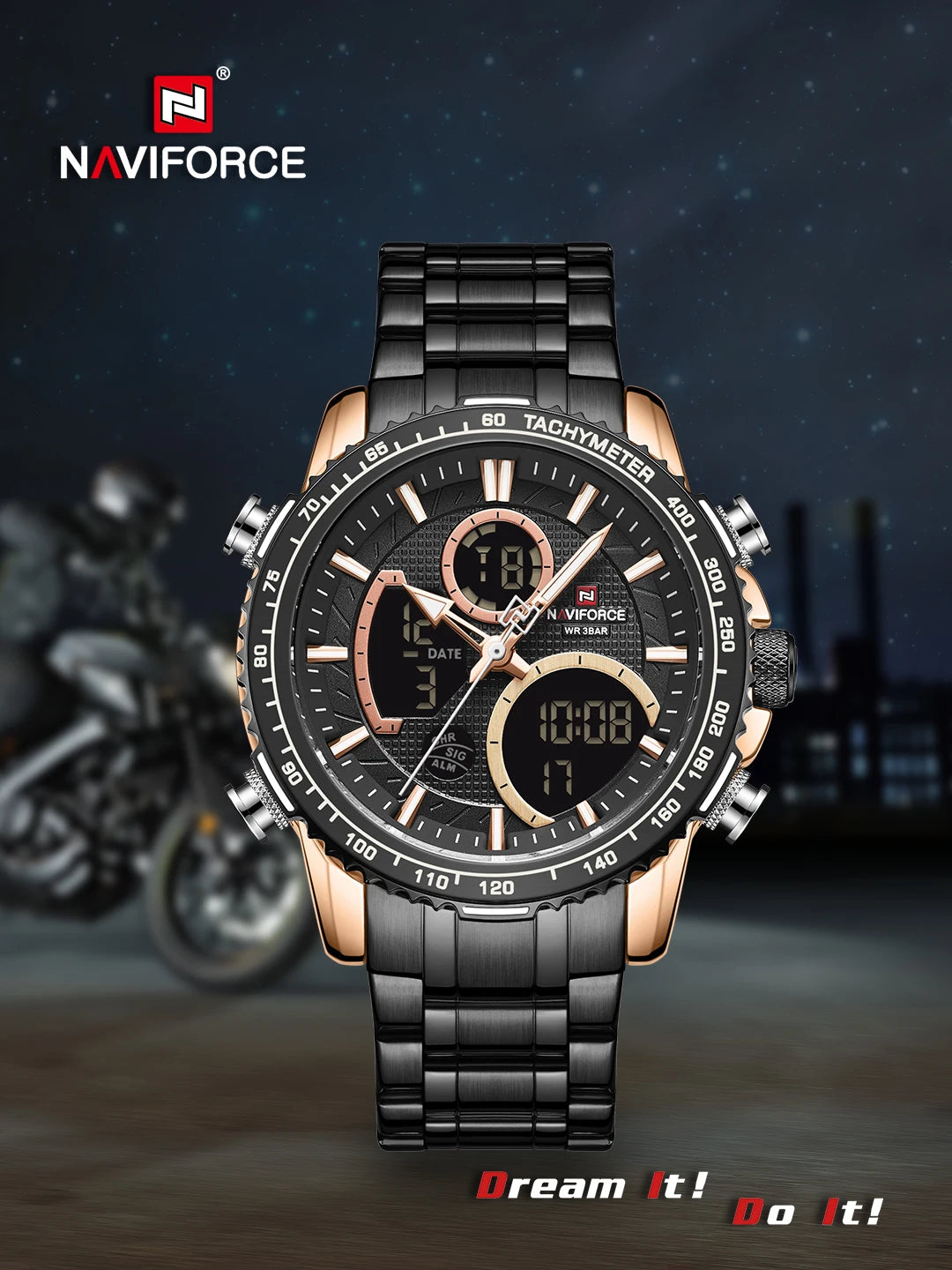 NAVIFORCE 9182  Morden Style  Men Watches Stainless Steel