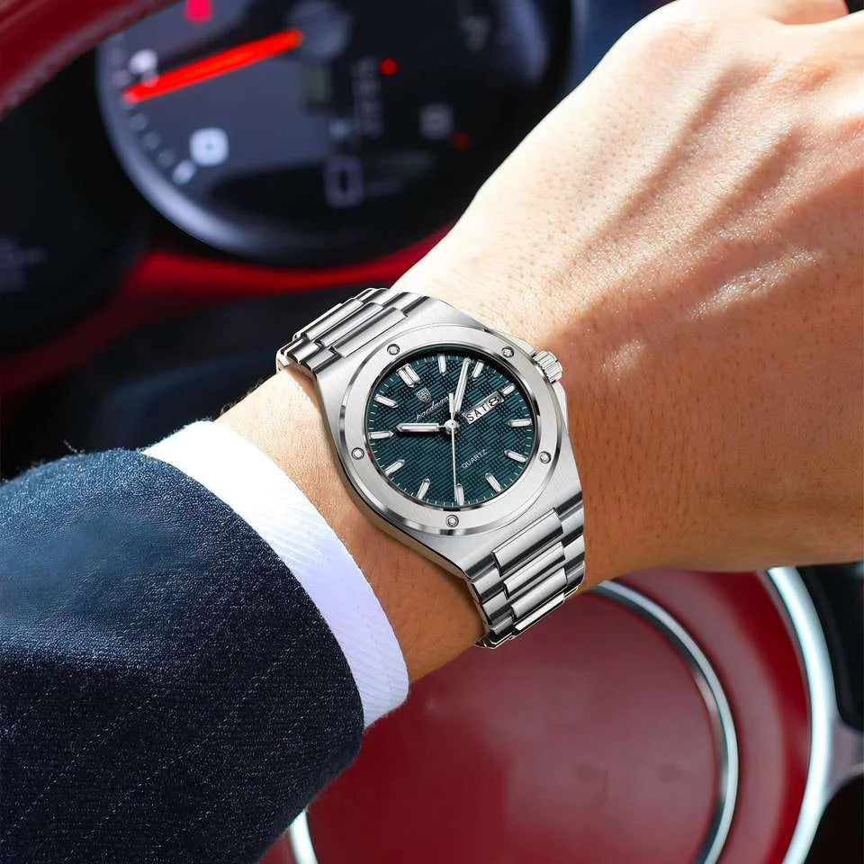 Poedagar 696  Sale Men Stainless Steel Band Quartz Movement Watch Waterproof