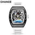 Men's Automatic Mechanical Watch Barrel Case Dial Space Theme Moon Earth Astronaut Silicone Strap Waterproof Luxury