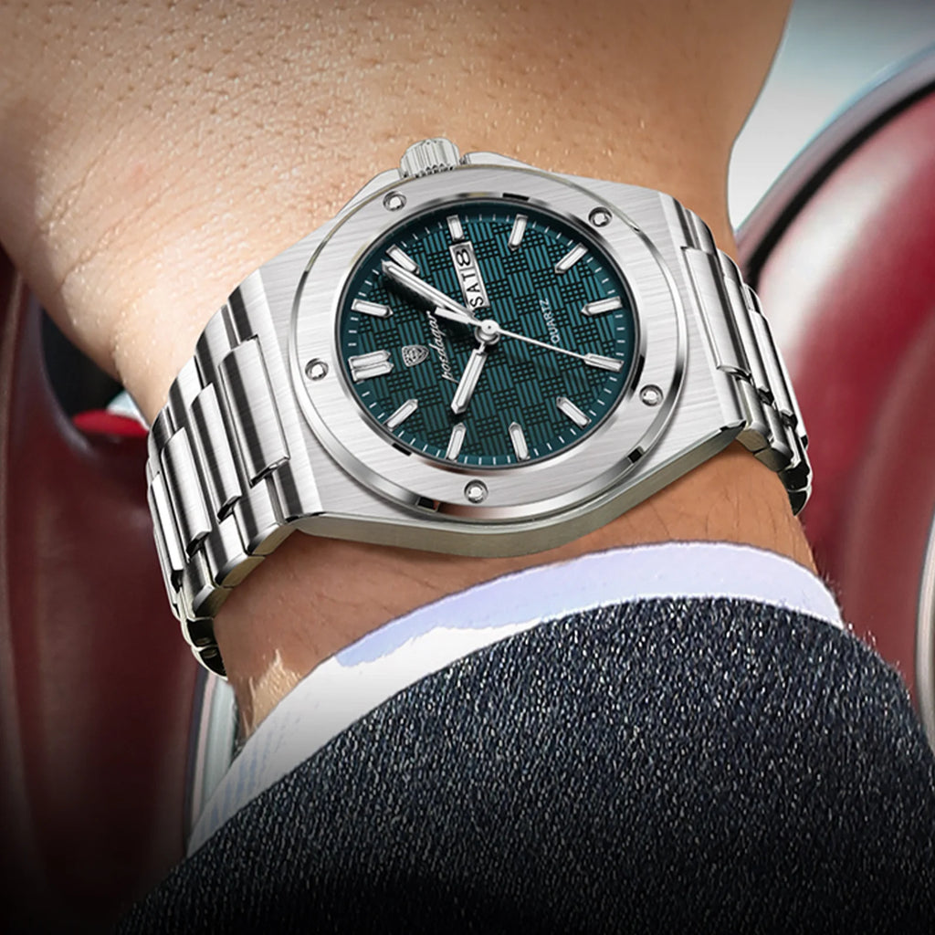 Poedagar 696  Sale Men Stainless Steel Band Quartz Movement Watch Waterproof