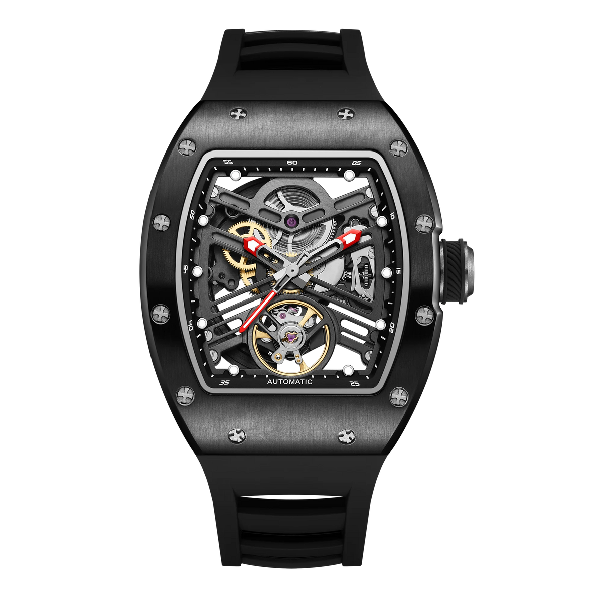 Automatic Men Mechanical Watch 190G Stainless Steel Case Waterproof Tourbillon Business Watch