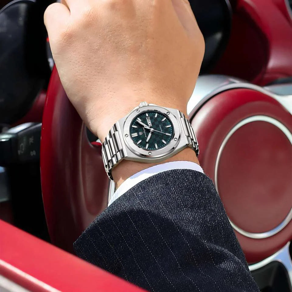 Poedagar 696  Sale Men Stainless Steel Band Quartz Movement Watch Waterproof