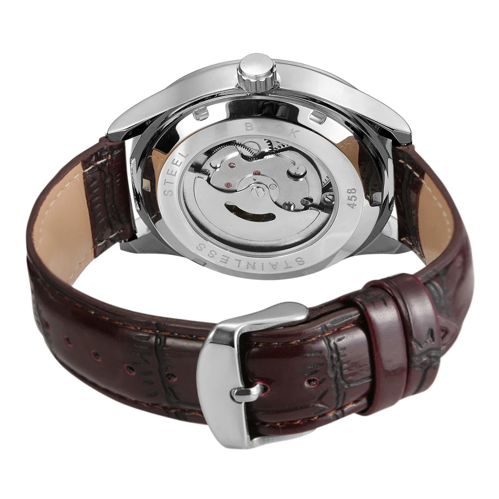 T-winner  Simple Slim Skeleton Quality Luminous Automatic Mechanical Watch for Men