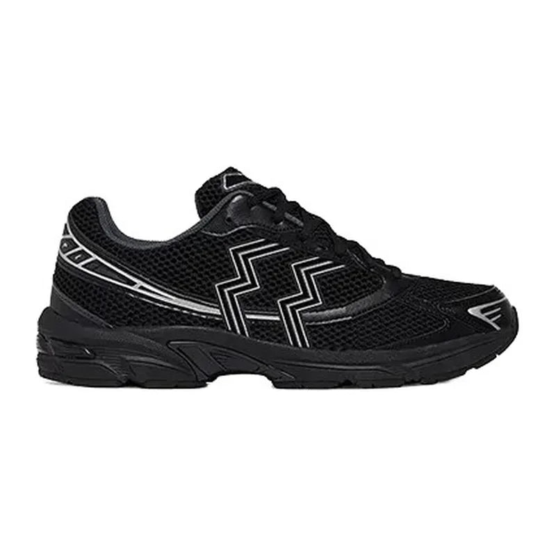 Men's All Seasons Breathable Black Silver Sneakers with Lace-up