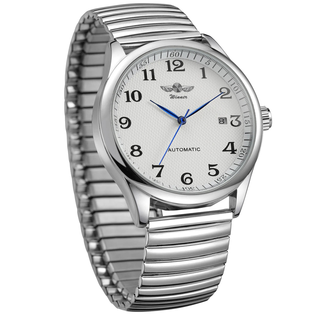 Winner Watches for Men Fashion Automatic Mechanical Simple Stainless Steel Practical Spring Bracelet Watch