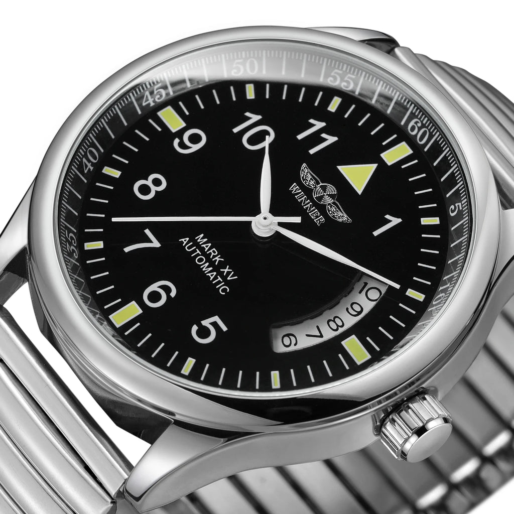Winner Watches for Men Fashion Automatic Mechanical Simple Stainless Steel Practical Spring Bracelet Watch