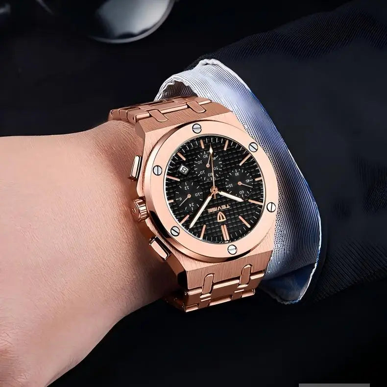 TEVISE T830B Men's Stainless Steel Strap Chronograph Quartz Watch Water Resistant