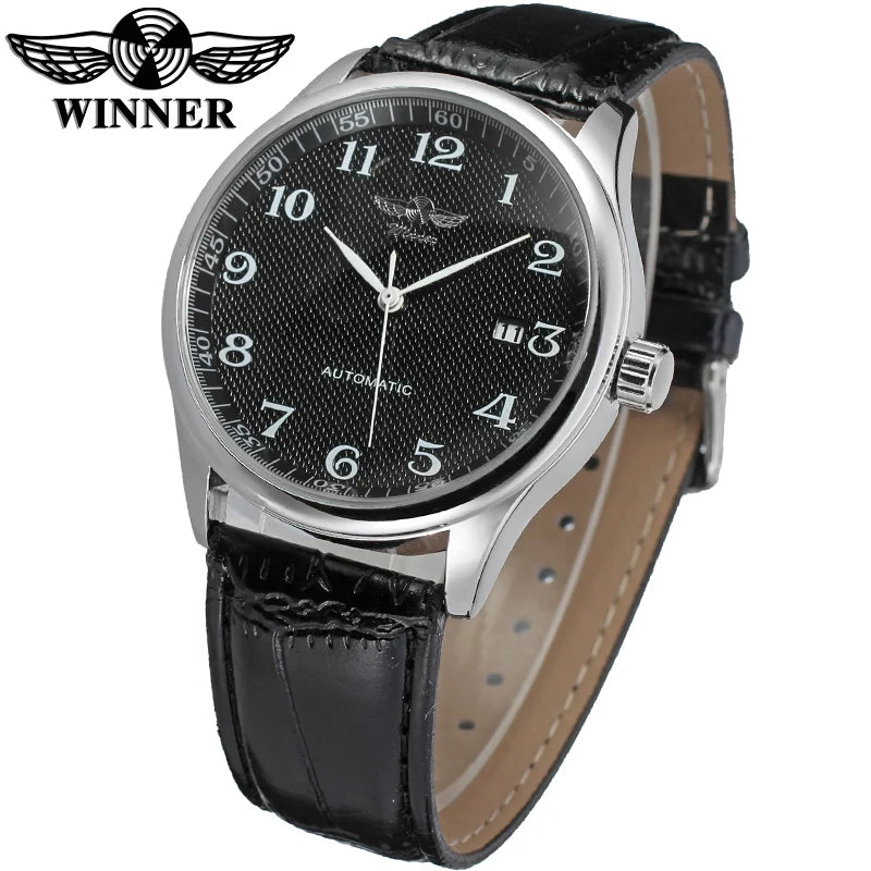 T-winner  Simple Slim Skeleton Quality Luminous Automatic Mechanical Watch for Men