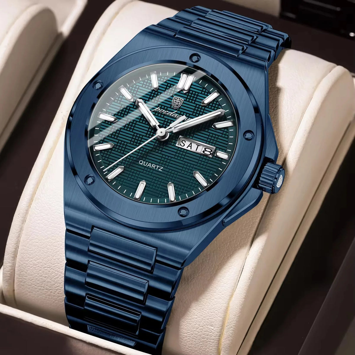Poedagar 696  Sale Men Stainless Steel Band Quartz Movement Watch Waterproof