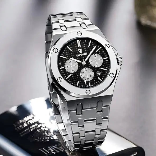 TEVISE T830B Men's Stainless Steel Strap Chronograph Quartz Watch Water Resistant