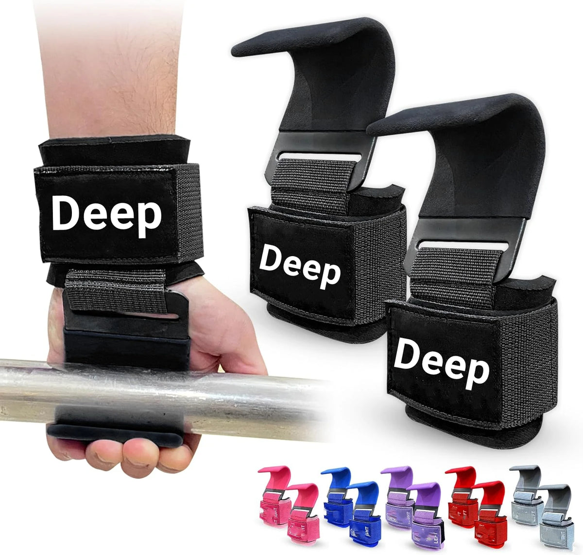 Weight Lifting Hooks Heavy Duty Lifting Wrist Straps Pull up Deadlift Straps Power Lifting Grips Padded Workout Straps