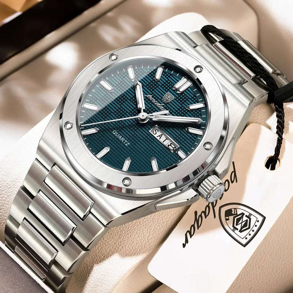 Poedagar 696  Sale Men Stainless Steel Band Quartz Movement Watch Waterproof