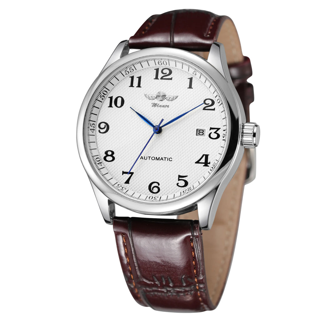 T-winner  Simple Slim Skeleton Quality Luminous Automatic Mechanical Watch for Men