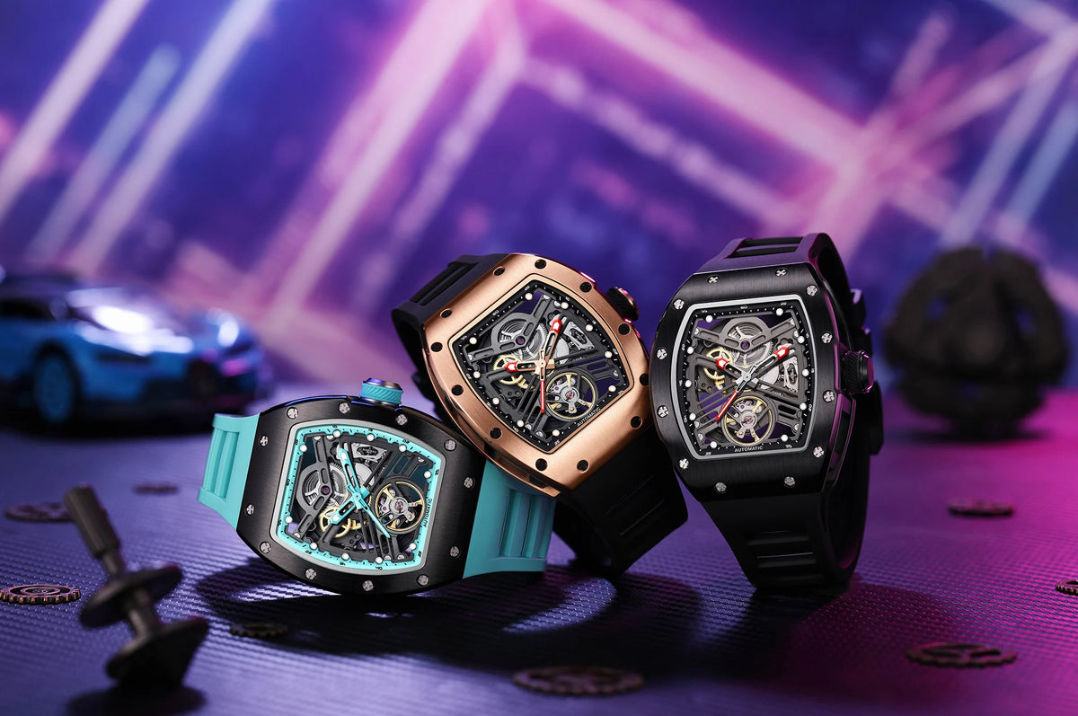 Automatic Men Mechanical Watch 190G Stainless Steel Case Waterproof Tourbillon Business Watch