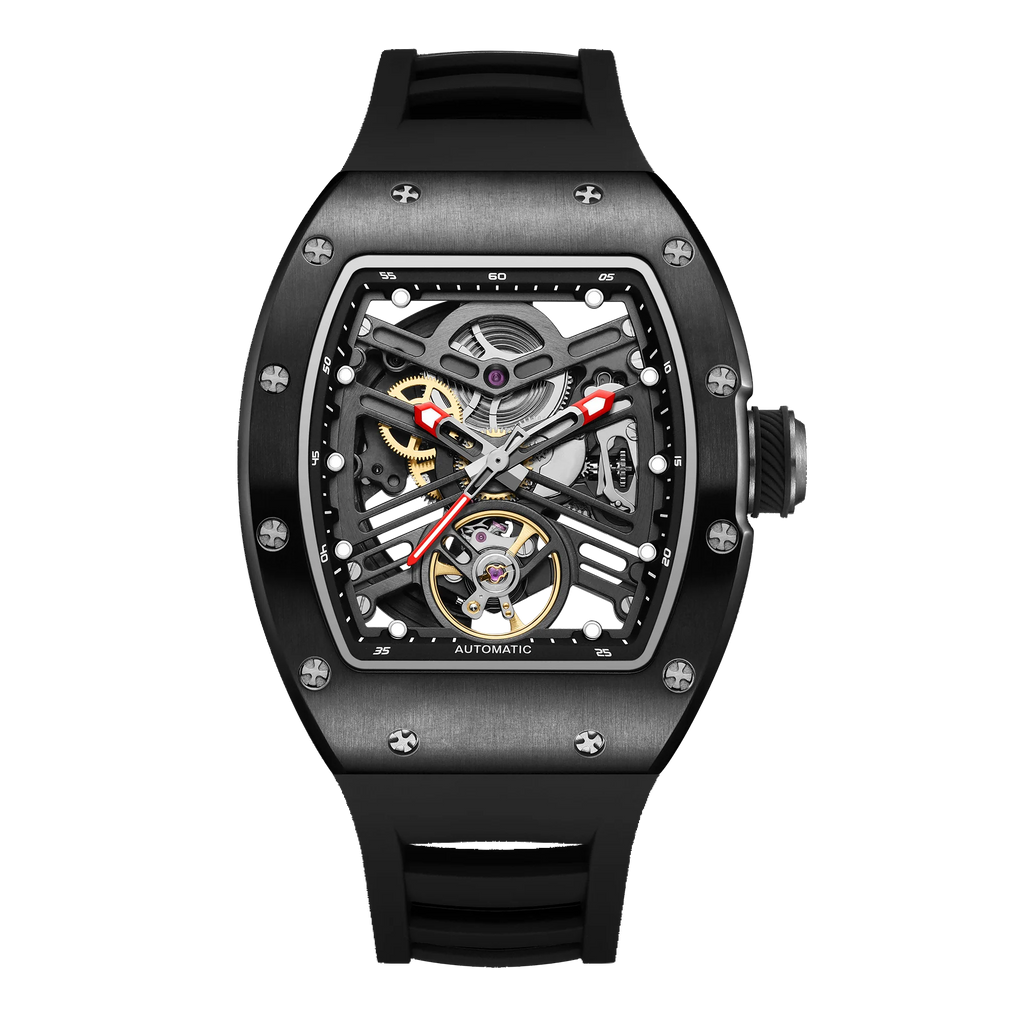 Automatic Men Mechanical Watch 190G Stainless Steel Case Waterproof Tourbillon Business Watch