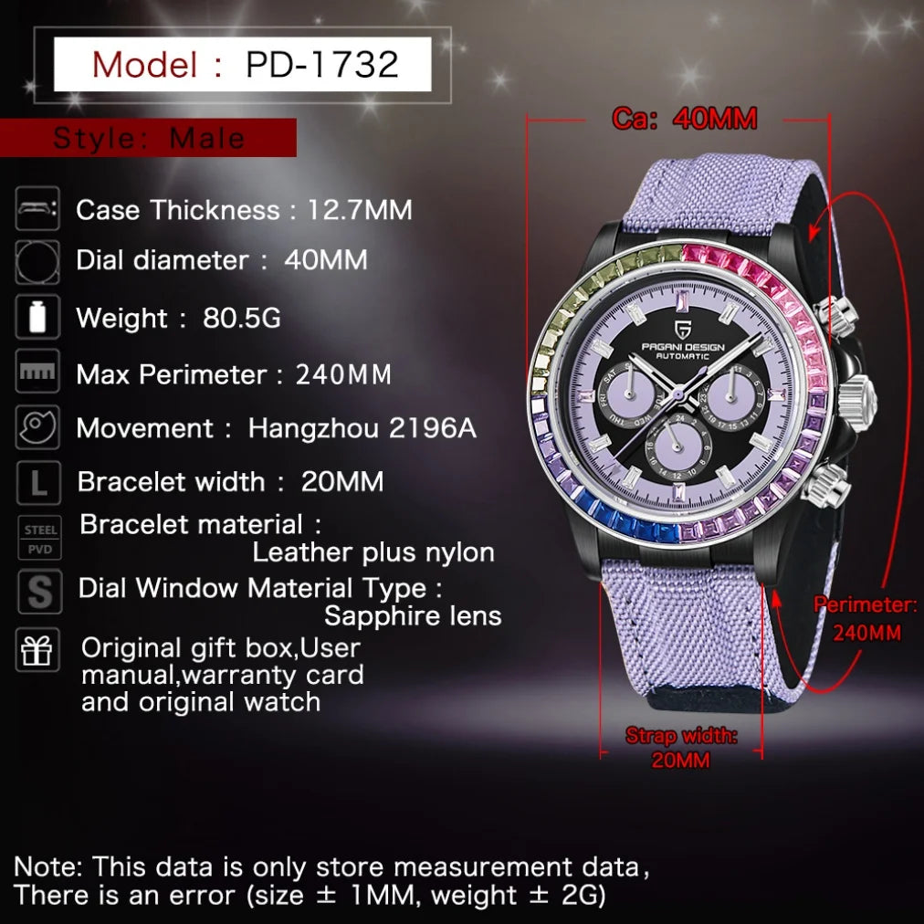 Pagani Design 1732 Charm Design Men Luxury  Automatic Waterproof Watche