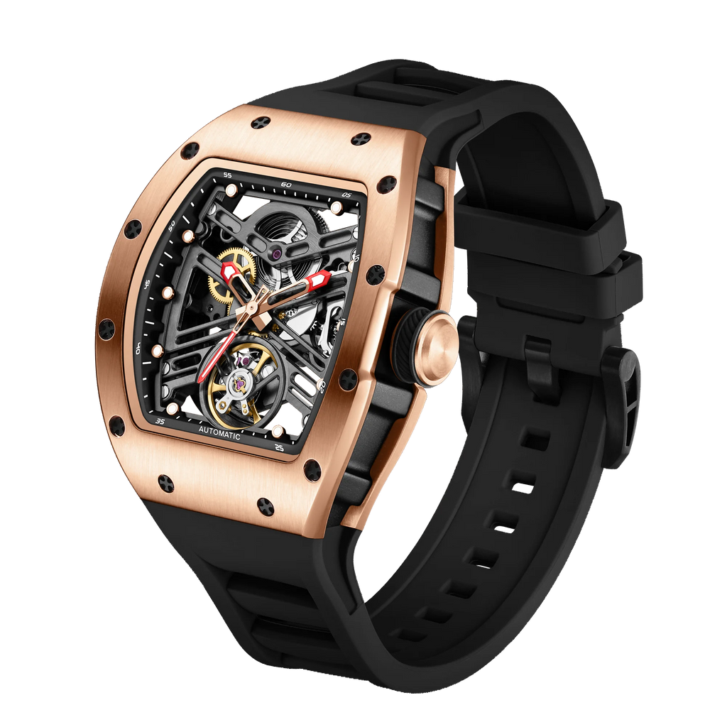 Automatic Men Mechanical Watch 190G Stainless Steel Case Waterproof Tourbillon Business Watch