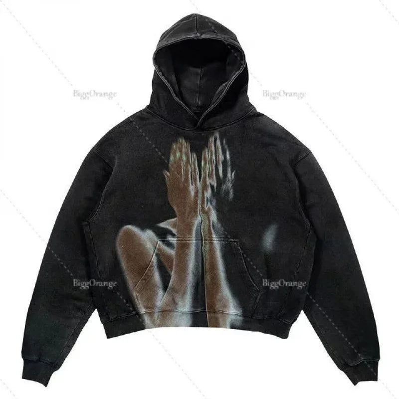 Men's Fleece Hoodie Cotton  Oversized Boxy Fit Cropped Hoodies