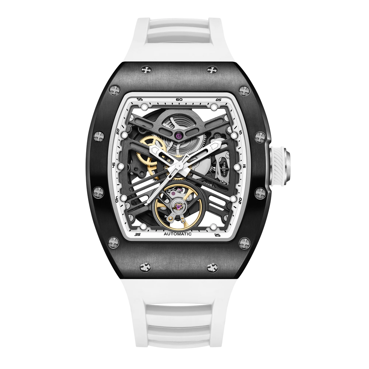 Automatic Men Mechanical Watch 190G Stainless Steel Case Waterproof Tourbillon Business Watch