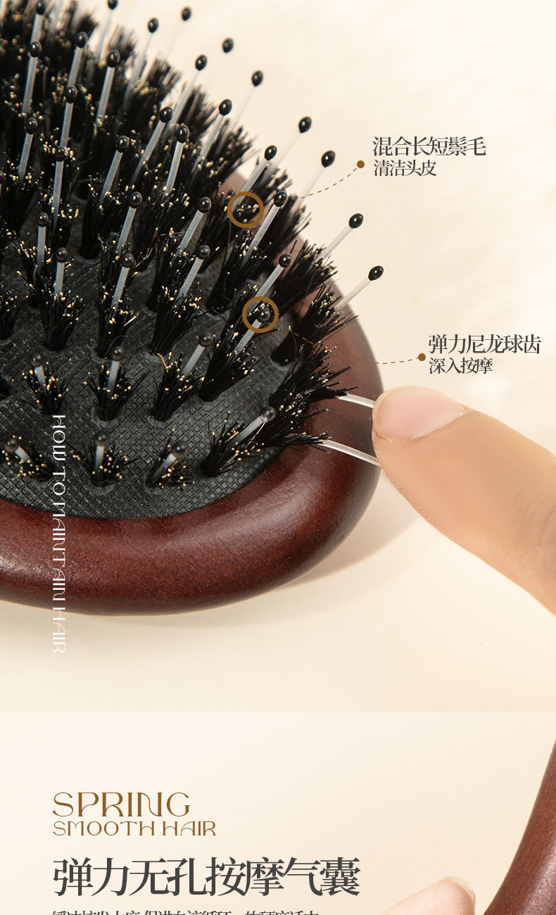 Natural Boar Bristle Air Cushion Comb Air Bag Massage Comb Scalp Meridian Fluffy Bamboo Comb Beech Wood Comb
