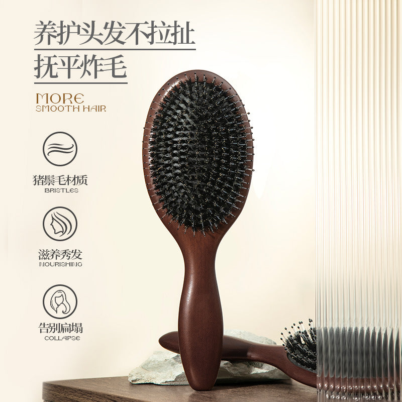 Natural Boar Bristle Air Cushion Comb Air Bag Massage Comb Scalp Meridian Fluffy Bamboo Comb Beech Wood Comb