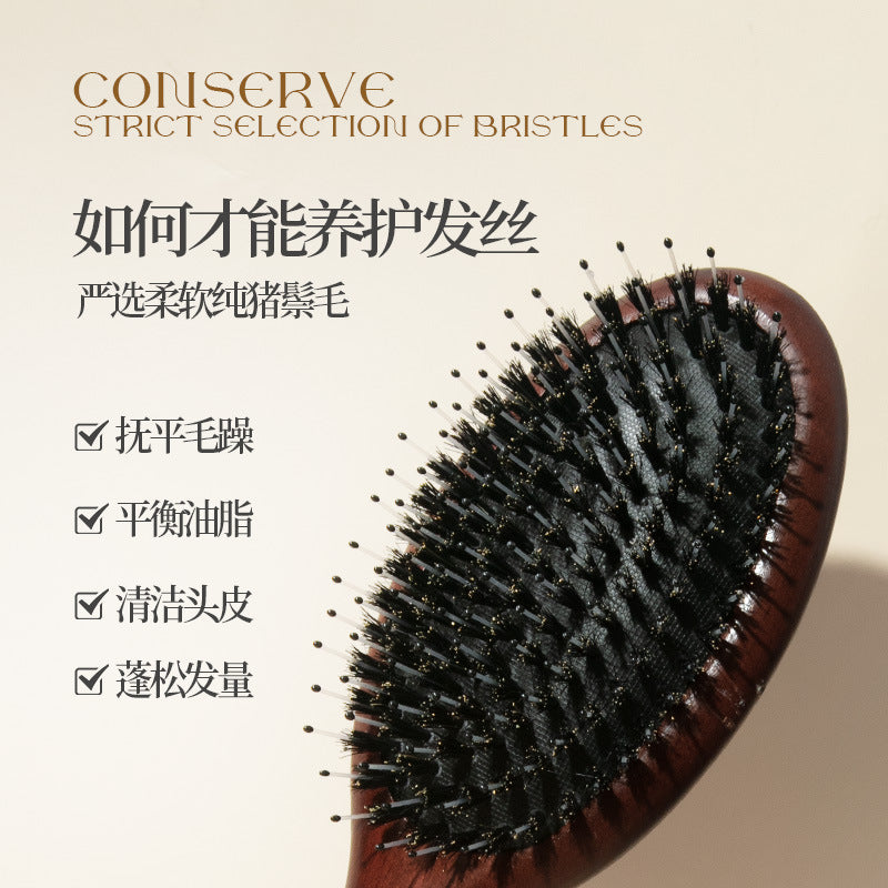 Natural Boar Bristle Air Cushion Comb Air Bag Massage Comb Scalp Meridian Fluffy Bamboo Comb Beech Wood Comb