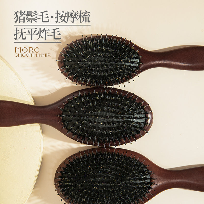 Natural Boar Bristle Air Cushion Comb Air Bag Massage Comb Scalp Meridian Fluffy Bamboo Comb Beech Wood Comb
