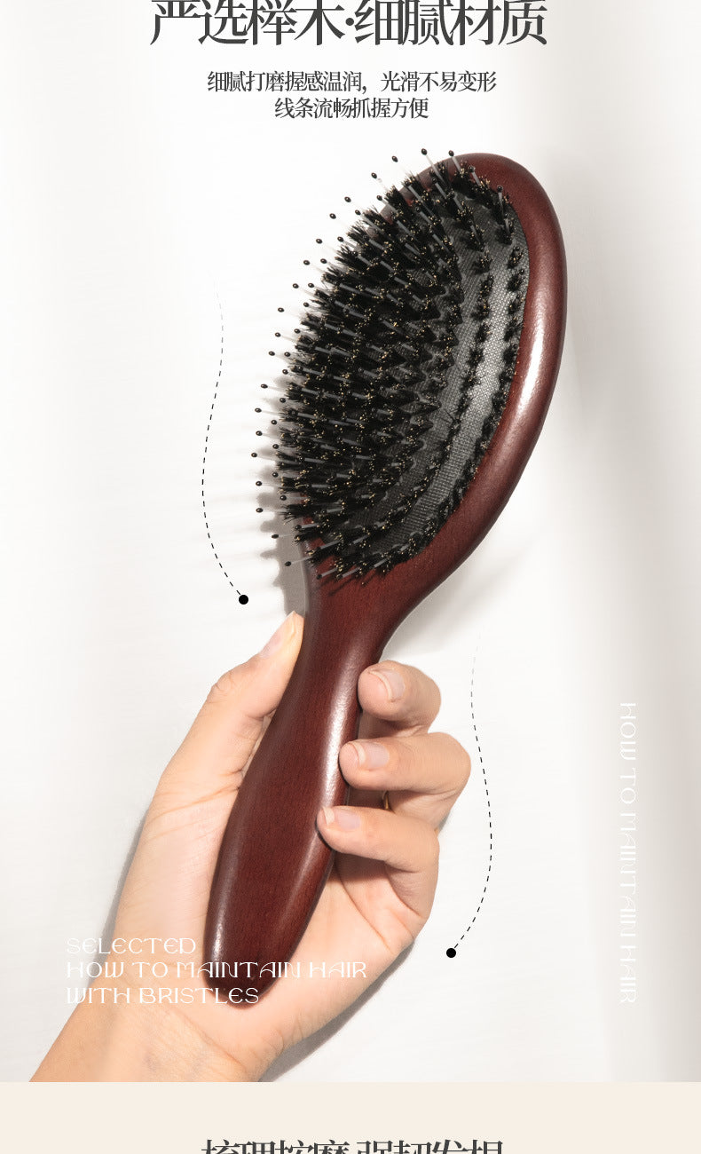 Natural Boar Bristle Air Cushion Comb Air Bag Massage Comb Scalp Meridian Fluffy Bamboo Comb Beech Wood Comb