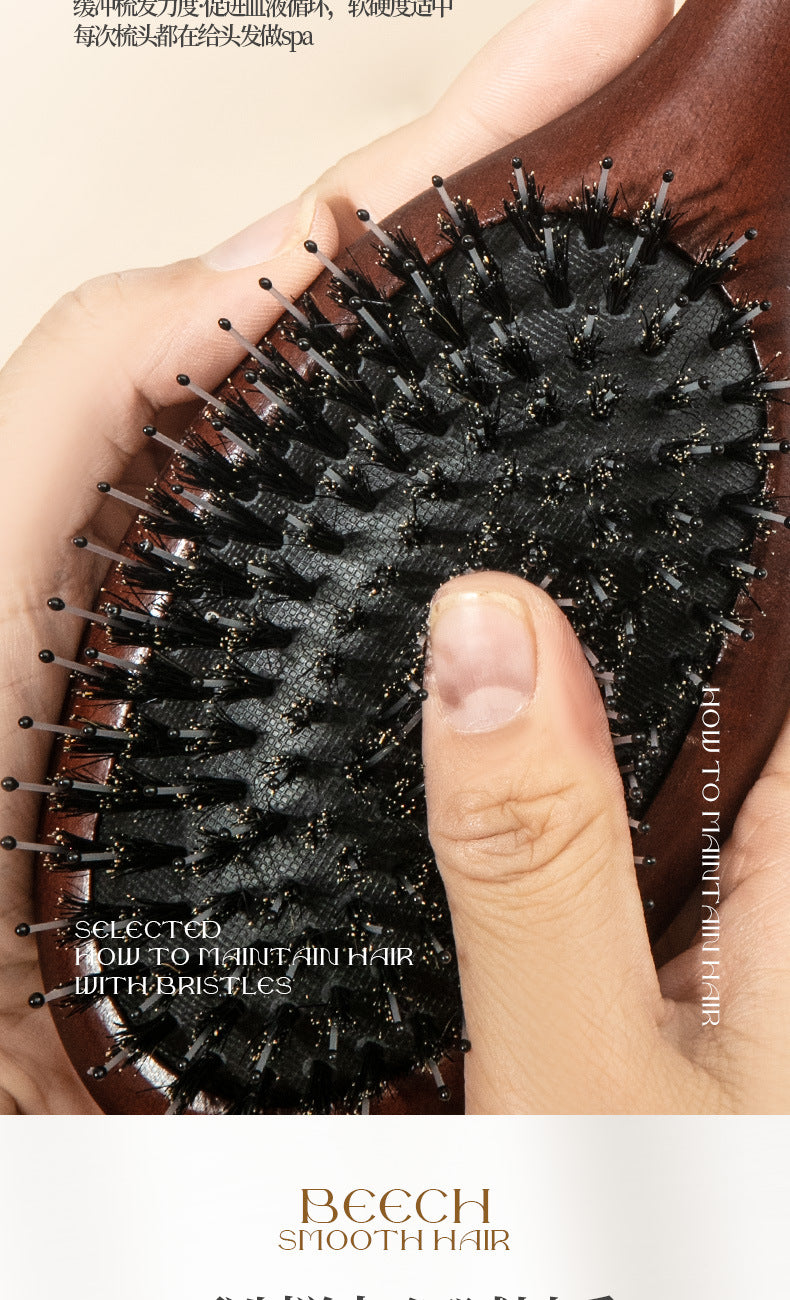 Natural Boar Bristle Air Cushion Comb Air Bag Massage Comb Scalp Meridian Fluffy Bamboo Comb Beech Wood Comb