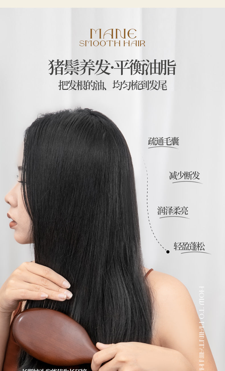 Natural Boar Bristle Air Cushion Comb Air Bag Massage Comb Scalp Meridian Fluffy Bamboo Comb Beech Wood Comb