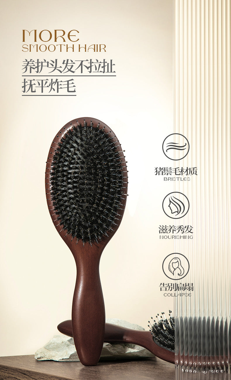 Natural Boar Bristle Air Cushion Comb Air Bag Massage Comb Scalp Meridian Fluffy Bamboo Comb Beech Wood Comb