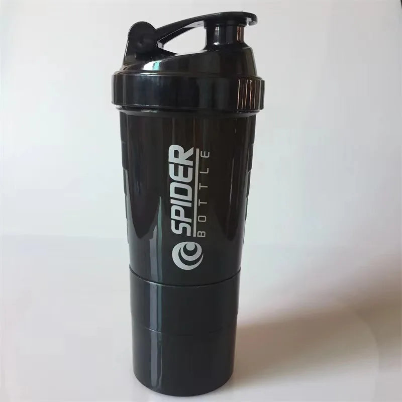 1pack Protein Shaker Bottle Portable 16oz Powder Shake Cup 3 Layers Shaker Protein Bottle Suitable For Sports Gym Fitness
