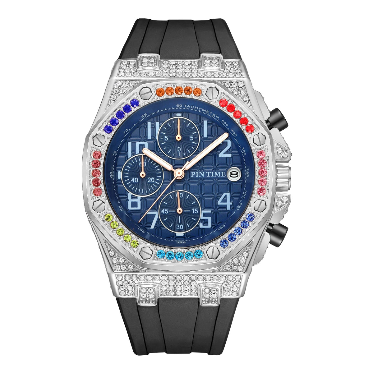 Men's Quartz Watch With Diamond Studded Dial