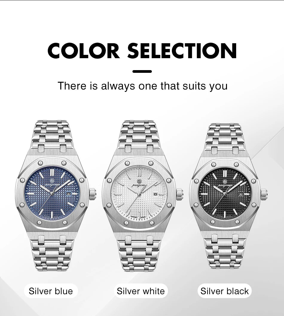 PAAZOMU Luxury  Man watch Sport Men Watches Waterproof Luminous Date Week Stainless Steel
