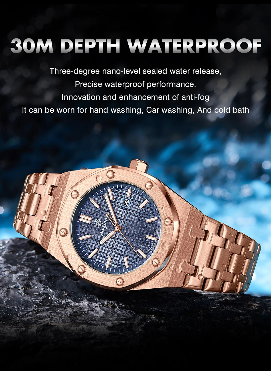 PAAZOMU Business Man Waterproof Watch stainless steel