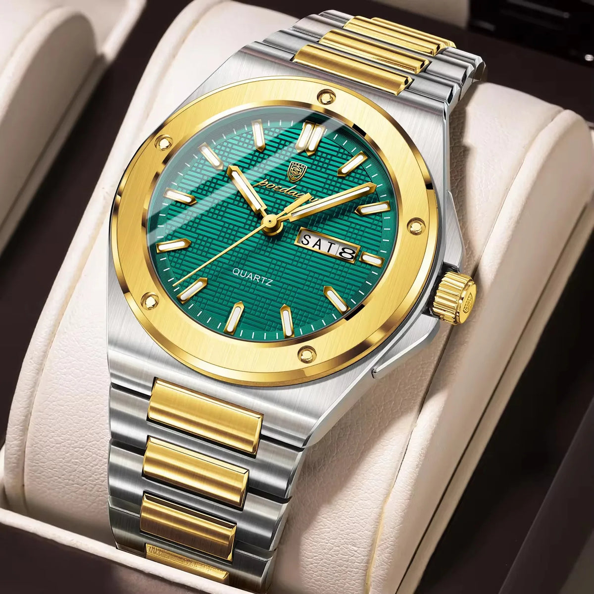 Poedagar 696  Sale Men Stainless Steel Band Quartz Movement Watch Waterproof