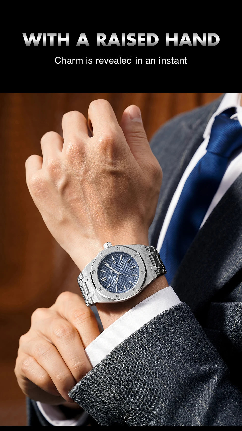 PAAZOMU Business Man Waterproof Watch stainless steel