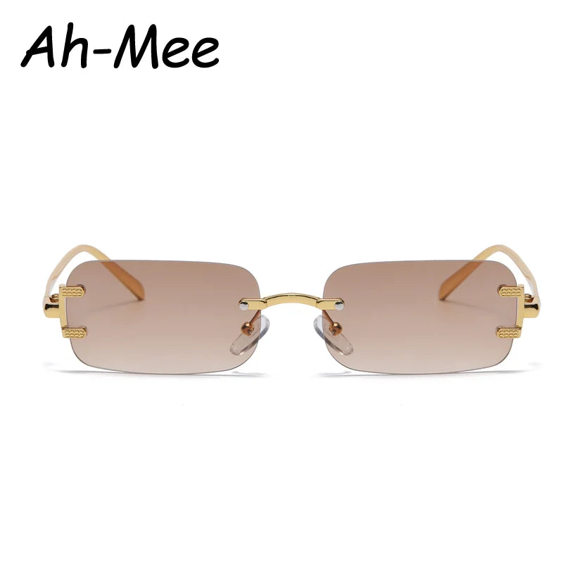 Protective Glasses New Rimless Rectangle Metal Frames Sunglasses Women Fashion