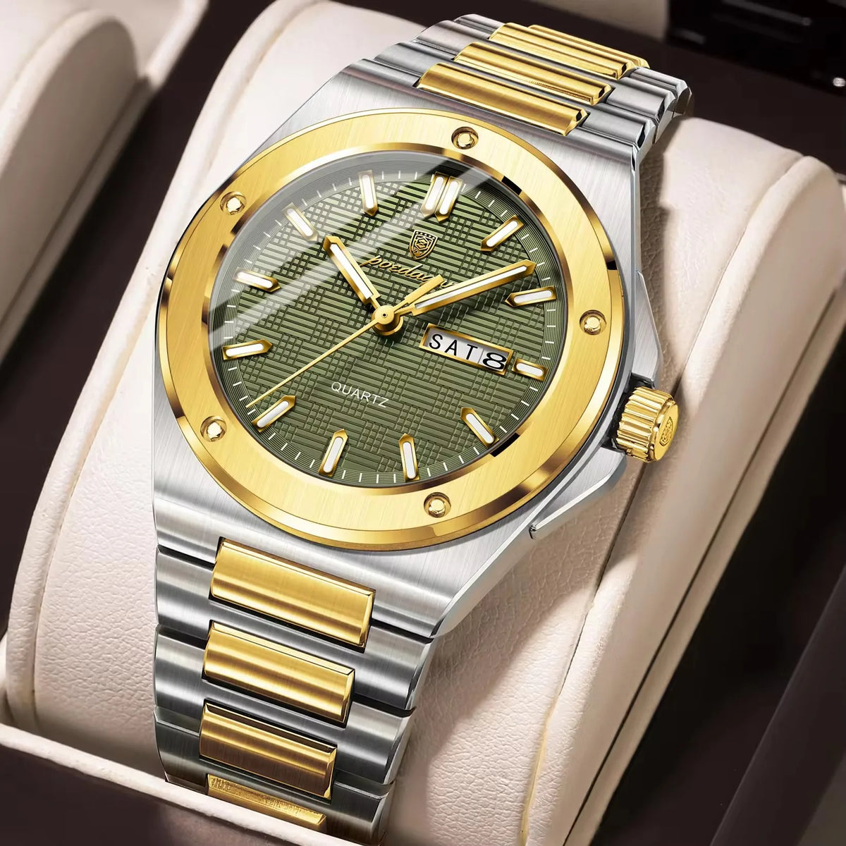 Poedagar 696  Sale Men Stainless Steel Band Quartz Movement Watch Waterproof