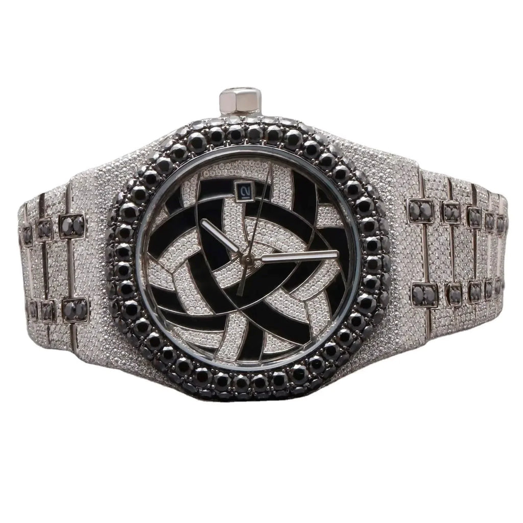 Luxury Moissanite Analog Watch Quartz 20mm Band Sapphire Crystal Iced Out Diamond Studded Stainless Steel Bracelet for Men