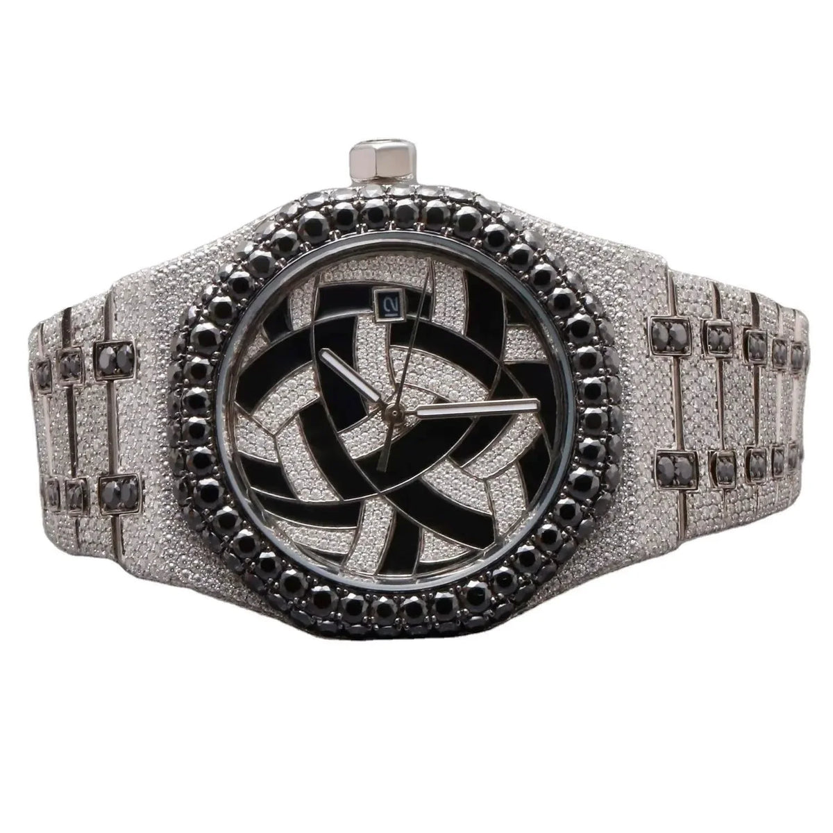 Luxury Moissanite Analog Watch Quartz 20mm Band Sapphire Crystal Iced Out Diamond Studded Stainless Steel Bracelet for Men