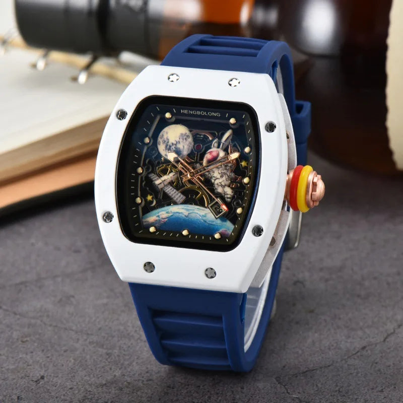 Fashion Tonneau Men Watch Luxury Luminous Waterproof Date Sport Quartz Watches Men Steel Band Men Wristwatch Relogio Masculino