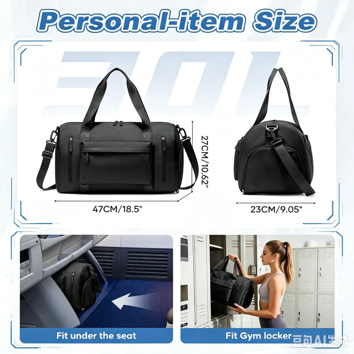 Men's Sports Fitness Bag Sports Travel Bag Water Resistant, Dry and Wet, Training Sports Bag for Gym, Portable Shoulder Pack