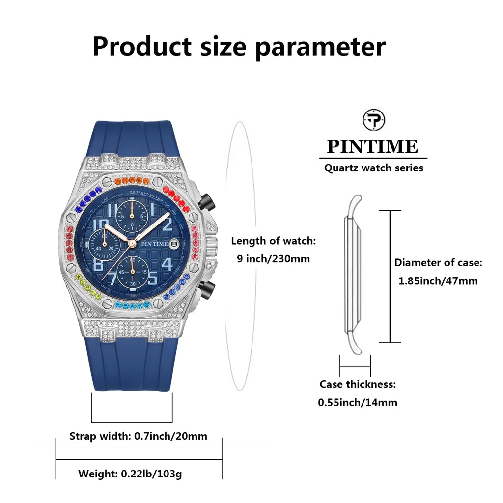 Men's Quartz Watch With Diamond Studded Dial