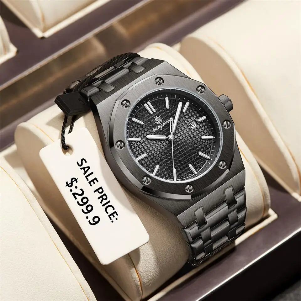 PAAZOMU Luxury  Man watch Sport Men Watches Waterproof Luminous Date Week Stainless Steel