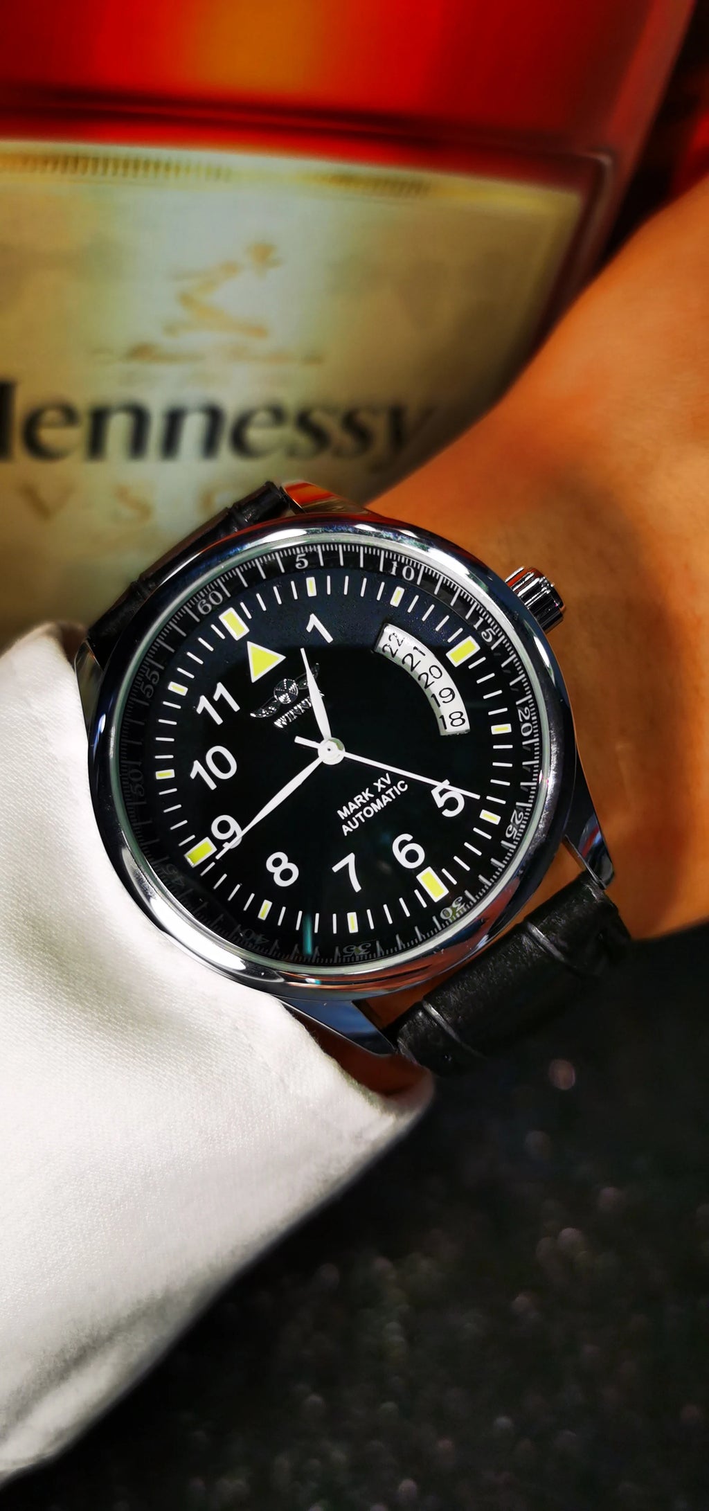 WINNER Business Automatic Watch for Men  Black Dial Fashion Leather Strap Luxury Brand Mechanical Watches