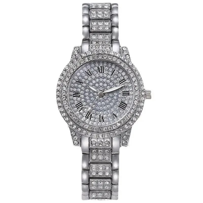 Luxury Shiny Diamond Watch for Women Men Gold Silver Quartz Watches Male CRhinestone Wristwatch Gifts