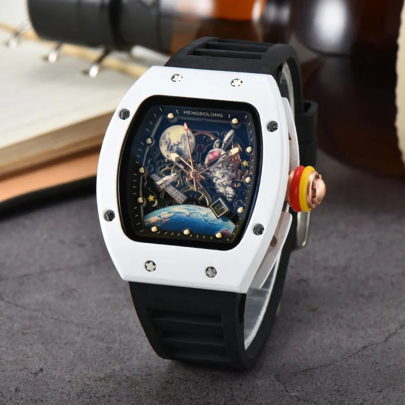 Fashion Tonneau Men Watch Luxury Luminous Waterproof Date Sport Quartz Watches Men Steel Band Men Wristwatch Relogio Masculino