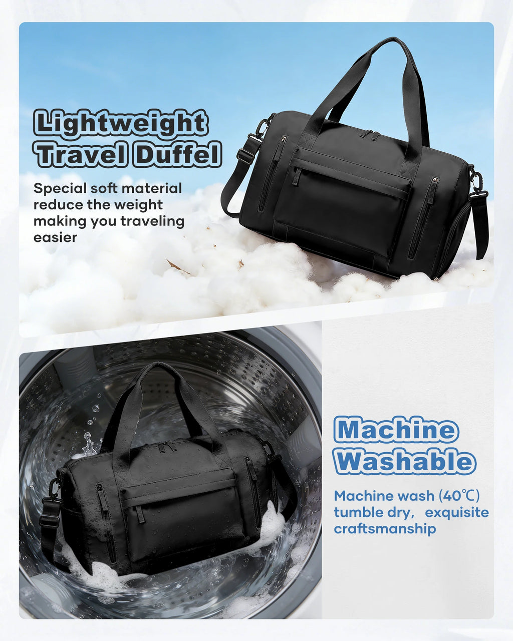 Men's Sports Fitness Bag Sports Travel Bag Water Resistant, Dry and Wet, Training Sports Bag for Gym, Portable Shoulder Pack